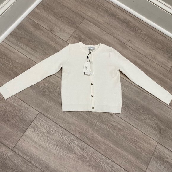 Milly Minis White Cardigan Sweater with Silver Buttons Sz 10 NWT - Picture 2 of 5